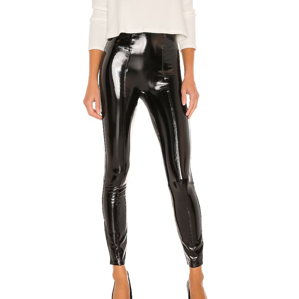 SPANX Black High-Shine Faux Leather Leggings